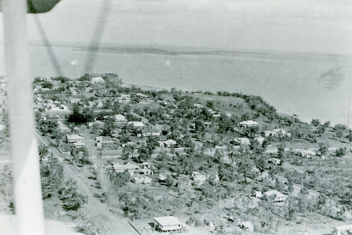 Aerial view of Darwin, date unknown possibly 1939, (postcard) Fort Hill clearly shown.