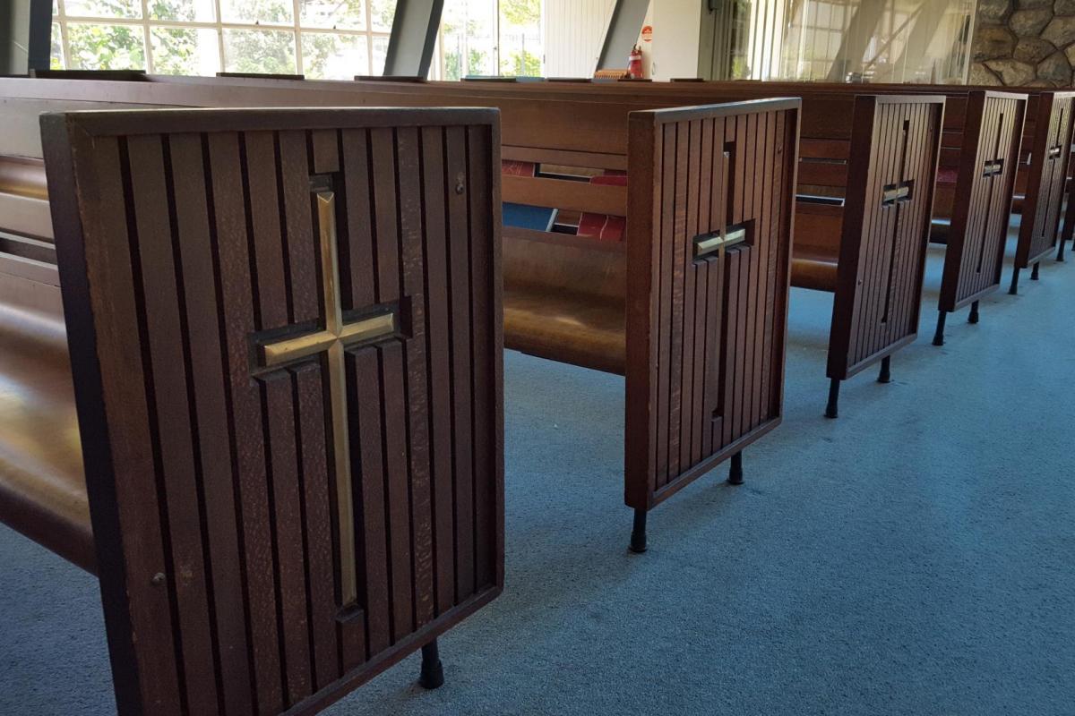 Bronze crosses made from the MV Zealandia at the Darwin Memorial Uniting Church.