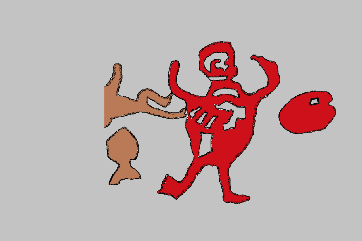 Tracing of Aboriginal rock art depicting a chimpanzee.