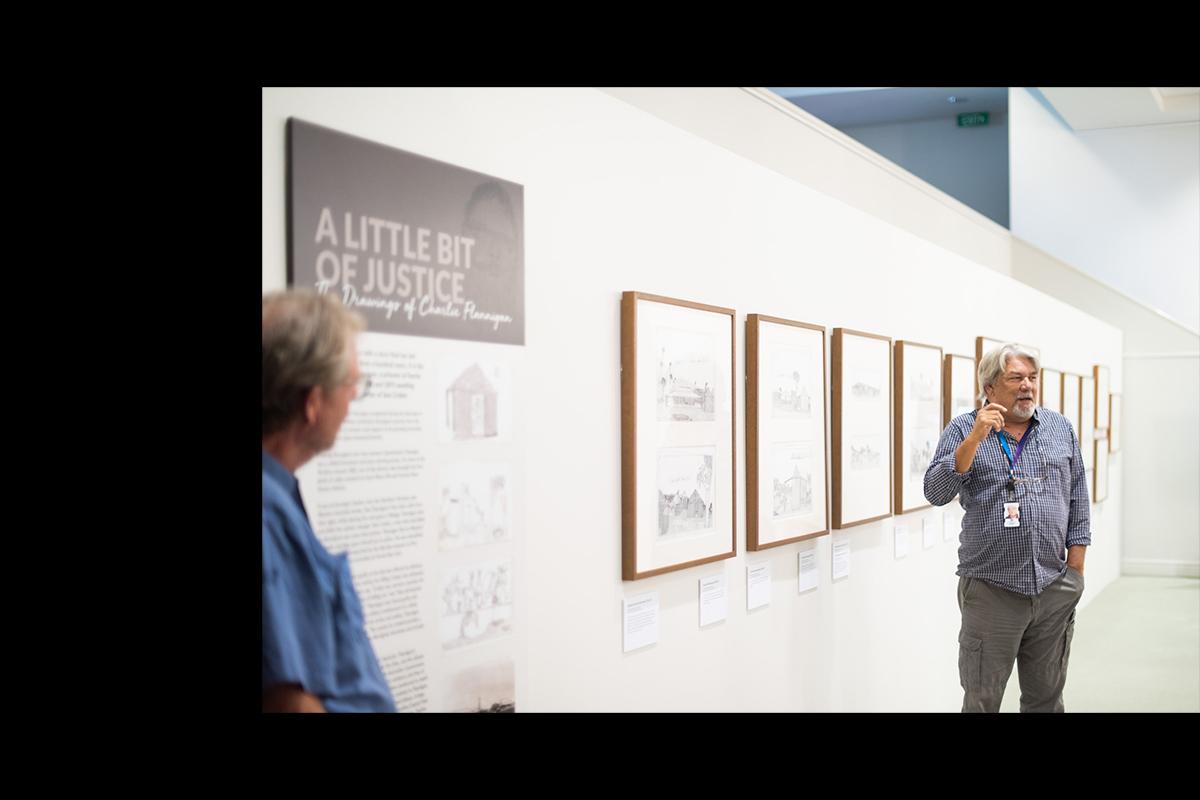 'Curator Don Christophersen giving a floor talk', LANT, 2021. Photo: Mark Sherwood