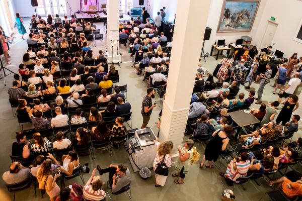 Full crowd getting ready for SPUN