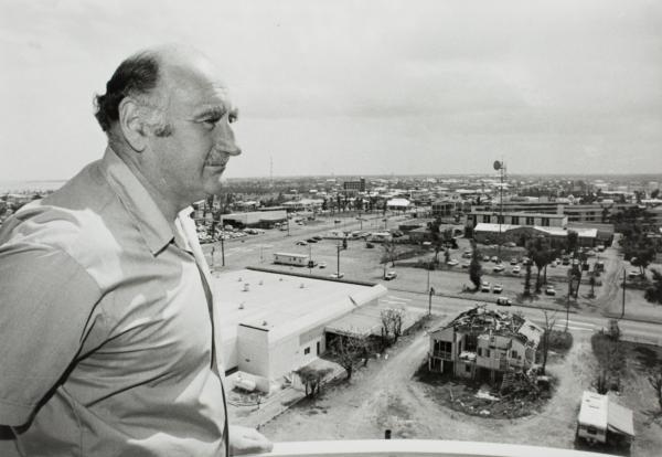 lan Stretton and view from Travelodge balcony