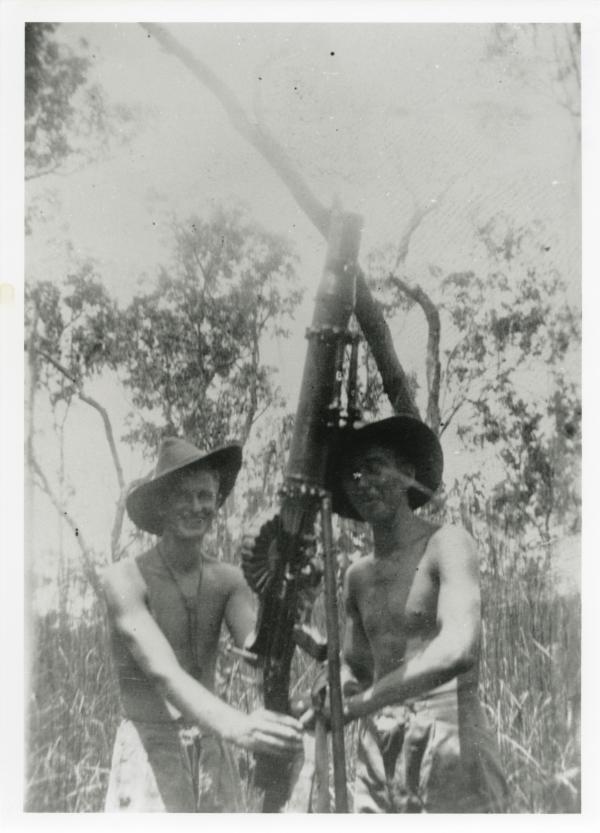 Soldiers man a Second World War era Lewis machine gun