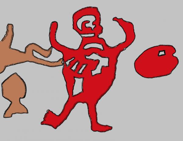 Tracing of Aboriginal rock art depicting a chimpanzee.